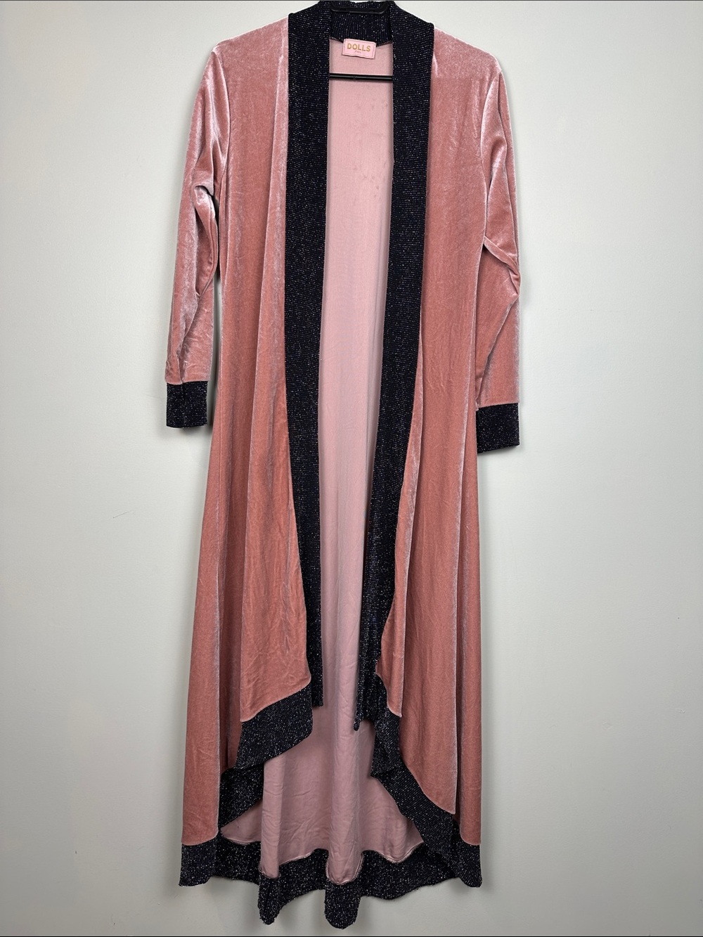87. DOLLs Paris, UK made velourglitter, duster, blush, pink BoHo goddess